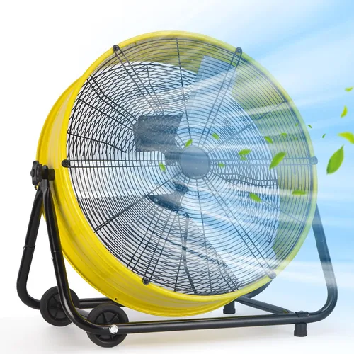 MEPTY Ventilador de tambor industrial de 24 pulgadas, ventilador de piso de 8800 CFM de alta velocidad, circulador de aire de metal resistente de 3