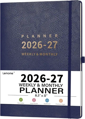 Planificador 2026 – Planificador semanal y mensual 2026, enero 2026 – diciembre 2026, 8.5" x 11", soporte para bolígrafo, calcomanías de calendario,