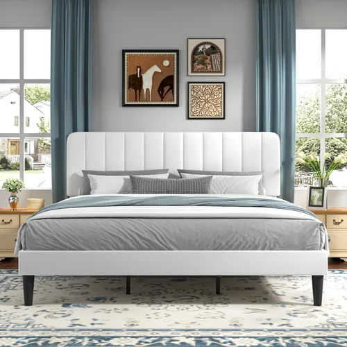 Miniatura 34 de VECELO Marco de Cama Tapizada Tamaño Full con 4 Cajones y Cabecero, Marco de Cama Plataforma de Almacenamiento de Terciopelo, Soporte de Listones