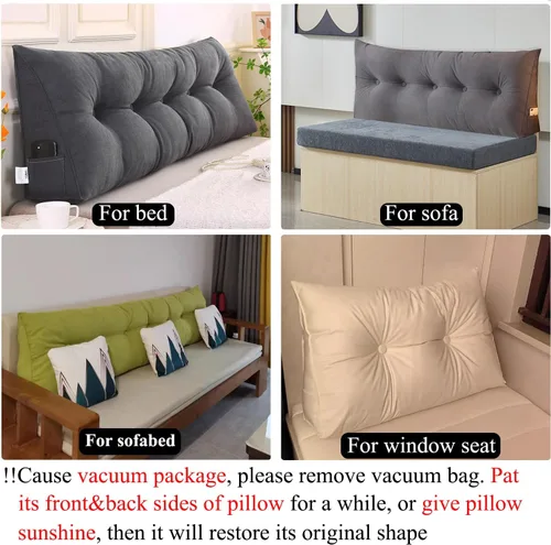 Miniatura 6 de Almohada de Cuña Triangular King para Brecha de Cabecero, Almohadas de Lectura Triangulares para Sentarse en la Cama, Almohada de Cuña para Cabecero