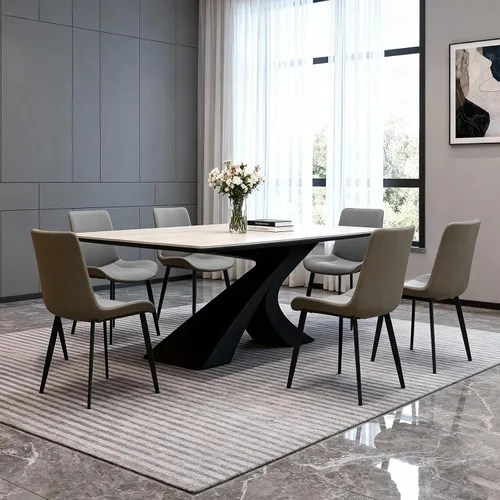 Miniatura 16 de Sillas de Comedor, Sillas de Comedor Modernas de Cuero PU, Sillas de Comedor con Patas de Metal Resistentes, Sillas de Cocina con Asiento Tapizado
