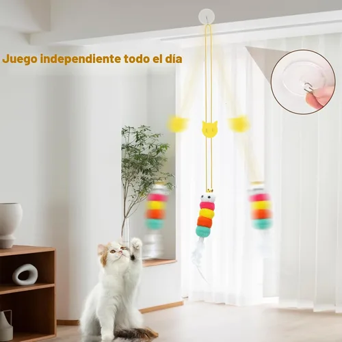 Miniatura 2 de JIARON 6 juguetes interactivos de plumas para gatos, juguete retráctil para colgar en interiores, juguetes de juego propio hacen ejercicio divertido