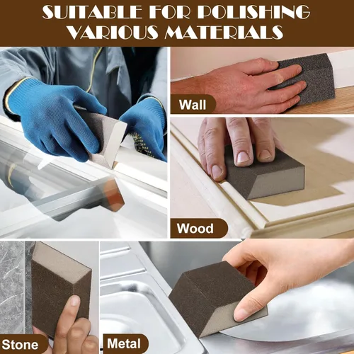 Miniatura 7 de Bloques de lijado en ángulo de grano 180, bloque de arena de esponja fina, lavable y reutilizable, bloque de papel de lija húmedo y seco