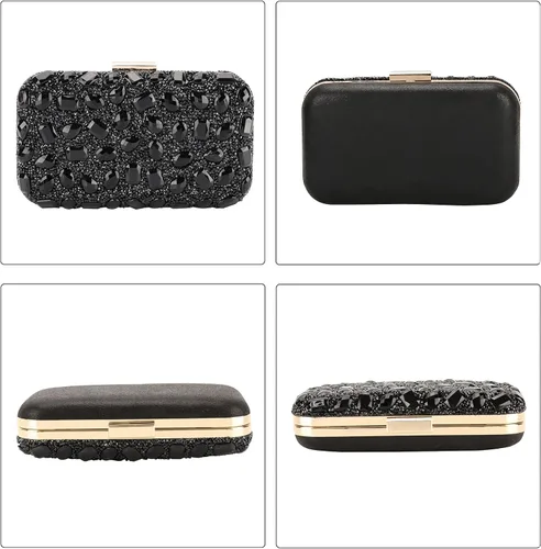 Miniatura 4 de COAIMANEY Bolso de mano de lentejuelas brillantes con diamantes de imitación para mujer, bolso de mano de noche, bolso de hombro para boda, fiesta
