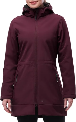 Miniatura 14 de 33,000ft Chaqueta de Lluvia Impermeable para Mujer de Softshell Largo con Capucha y Forro de Forro Polar, Cortavientos