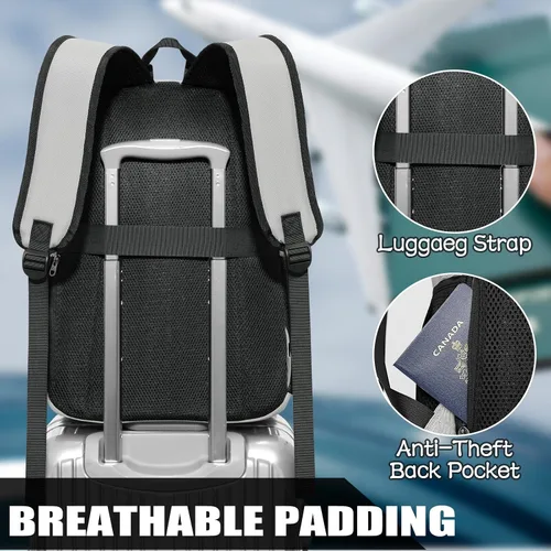 Miniatura 5 de Mochila escolar para adolescentes, mochila de viaje para portátil para hombres y mujeres, mochila ligera casual con puerto de carga USB para llevar