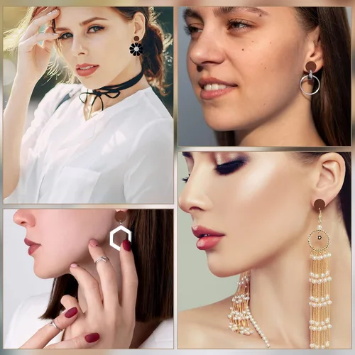 Miniatura 5 de Bonuci 100 pares de aretes de madera, aretes planos, aretes de bricolaje con parte trasera de goma de bala, suministros de fabricación de aretes