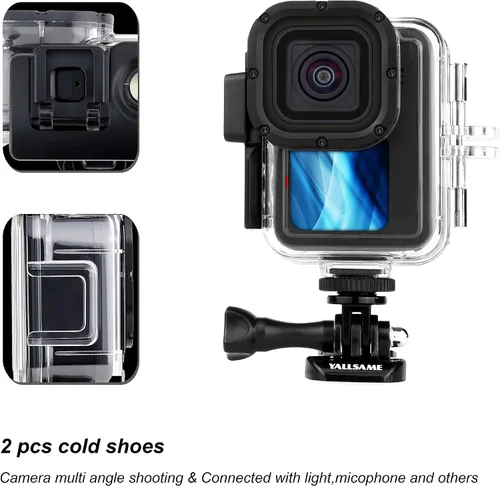 Miniatura 5 de Carcasa impermeable de buceo para cámara de acción GoPro Hero 11 10 9 negra, compatible con la más profunda experiencia subacuática de 196 pies