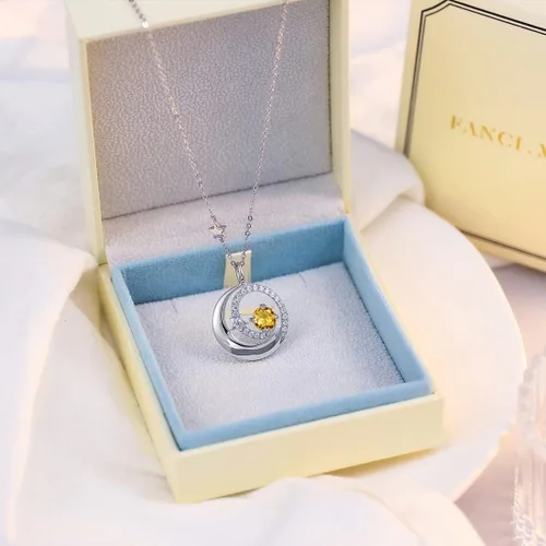 Miniatura 5 de FANCIME Collares de piedra natal de plata de ley 925 con colgante de luna y estrella, joyería fina, regalos de cumpleaños y Navidad para mamá
