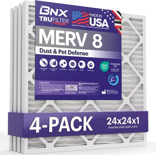 Miniatura 26 de BNX TruFilter - Filtro de aire MERV 8 de 16 x 25 x 1 pulgadas (paquete de 12) – Fabricado en Estados Unidos – Protección contra el polvo