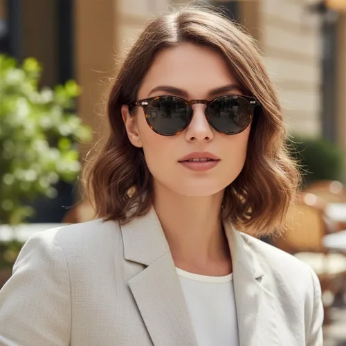 Miniatura 58 de CARFIA Gafas de sol polarizadas de acetato redondo para mujer, protección UV de cara pequeña con funda de cuero CA5288