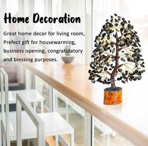 Miniatura 4 de Árbol de la vida con piedras preciosas de turmalina negra, árbol de cristal para energía positiva, árbol de chakras hecho a mano, decoración de Feng