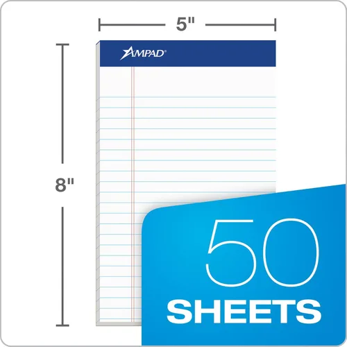 Miniatura 2 de Ampad Bloc de notas legales de 5 x 8, paquete de 12, rayado estrecho, papel blanco, 50 hojas por bloc de escritura, American Pad & Paper, fabricado