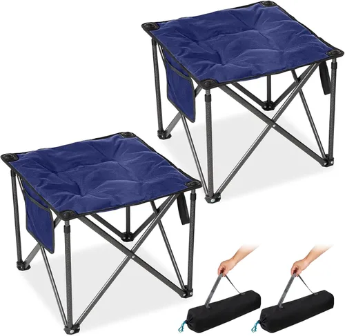 Miniatura 8 de FUNDANGO Taburete de Campamento Extragrande para Adultos, Otomán Plegable con Acolchado Grueso de 18.1 Pulgadas para Descansar los Pies, Silla