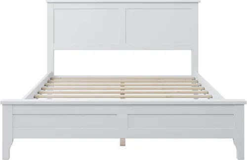 Miniatura 6 de Harper & Bright Designs Cama de plataforma de tamaño matrimonial con cabecero, marco de cama matrimonial de madera moderna con soporte de listones