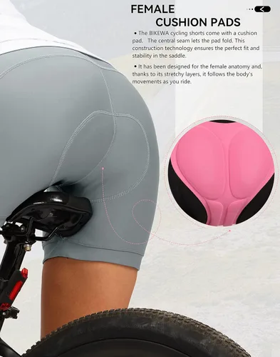 Miniatura 4 de Bikewa Pantalones cortos de ciclismo acolchados 4D para mujer, ropa interior de ciclismo, ciclismo de carretera, ciclismo de giro, pantalones cortos