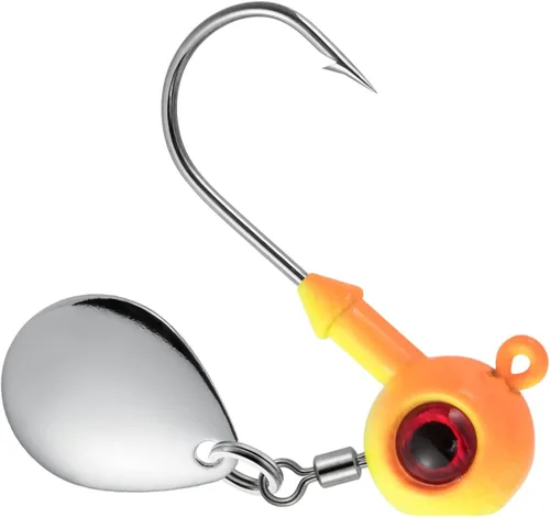 Dr.Fish Paquete de 10 jigs Underspin cabezas de agua dulce Swimbait Ball Jig Bass Walleye anzuelos de pesca Colorado Spinner Blade Parte inferior