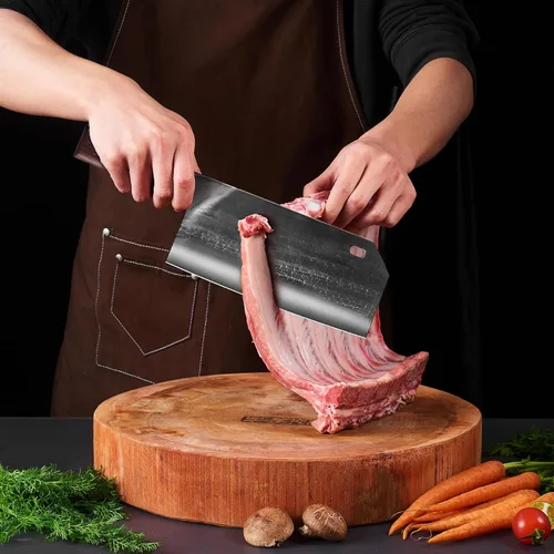 Miniatura 2 de ENOKING 8.1" Cuchillo de carnicero y de chef serbio forjado a mano - Cuchillo de carnicero de acero inoxidable de alto carbono con tang completo