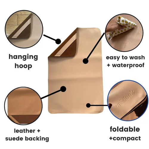Miniatura 2 de UNIKLOOK Cambiador portátil de cuero - Cuero vegano - Cambiador de bebé de viaje - Estación de cambio de pañales portátil multiusos impermeable 14 x