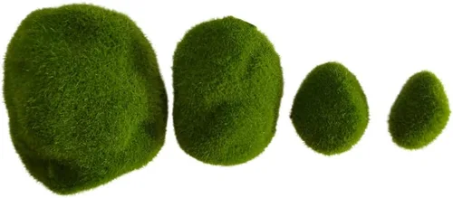 Miniatura 5 de Rocas de musgo artificiales decorativas de 4 tamaños, piedras de bolas de musgo verdes, piedras falsas para arreglos florales, manualidades