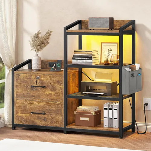 Miniatura 10 de SEDETA Archivador de 35.4 pulgadas, Archivador que se ajusta a tamaño Carta/A4, 2 Archivadores con Cajones para Oficina en Casa con Regleta