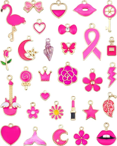 YETOOME 30 dijes esmaltados chapados en oro surtidos, colgantes, colgantes para collares, pulseras, joyería y manualidades, Acero aleado, No es una