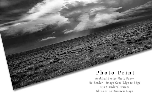 Miniatura 2 de Impresión fotográfica de tormenta (sin marco) Imagen en blanco y negro de Supercell Tormenta de tormenta sobre altas llanuras de Oklahoma Panhandle