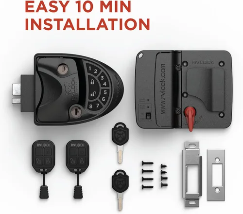 Miniatura 6 de RVLOCK V4 Cerradura de puerta de caravana de metal premium con teclado y control remoto, reemplazo de cerradura de puerta de caravana sin llave