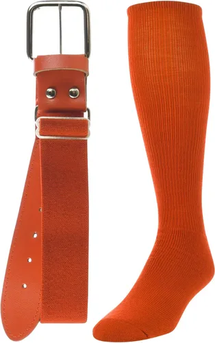 TCK Combo de calcetines y cinturón de béisbol o sóftbol, tallas para jóvenes y adultos para niños y niñas, hombres y mujeres Naranja