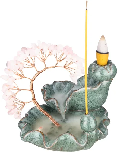 Miniatura 7 de Quemador de Incienso de Reflujo de Cerámica Cascada de Incienso 7 Chakras Árbol de Cristal Soporte de Incienso Namaste Yoga Meditación y Decoración