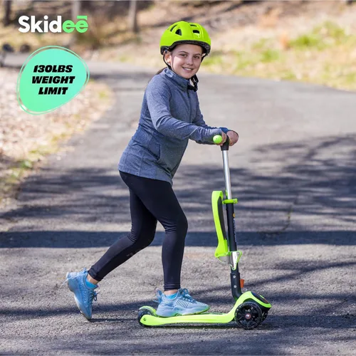 Miniatura 6 de SKIDEE Kick Scooter for Kids Ages 3-5 Foldable 3 Wheel Scooter with Lean-to-Steer, Adjustable Height, Removable Seat & LED Light Wheels Toddler