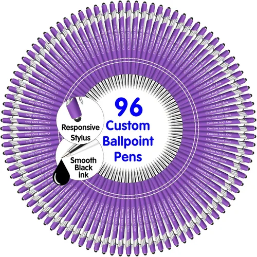 Miniatura 12 de Bolígrafos personalizados a granel con punta de lápiz capacitivo, bolígrafos personalizados de 0.020 in con nombre, logotipo o mensaje grabado
