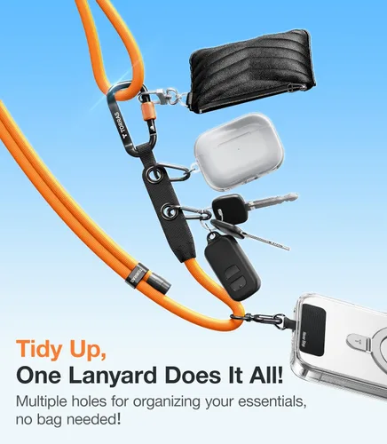 Miniatura 3 de TORRAS Cordón para teléfono con bucles colgantes, correa antirrobo ajustable para el cuello para iPhone 17 Pro, amigable con la piel, 2 lengüetas
