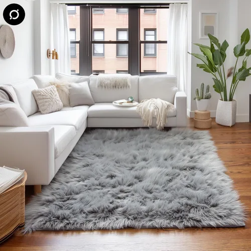 Miniatura 37 de Super Area Rugs - Alfombra de piel de oveja suave y esponjosa Gris oscuro