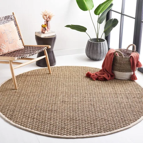 Miniatura 18 de Safavieh Natural Fiber NF114P - Alfombra redonda de hierba marina, tejido de canasta, con borde, de 244 cm, color gris Natural/ gris