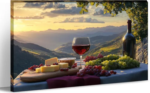 Miniatura 8 de Lienzo decorativo para pared, decoración de cocina, pintura de queso con uvas, obra de arte moderna, paisaje, fotografía, pintura para comedor, Art-1