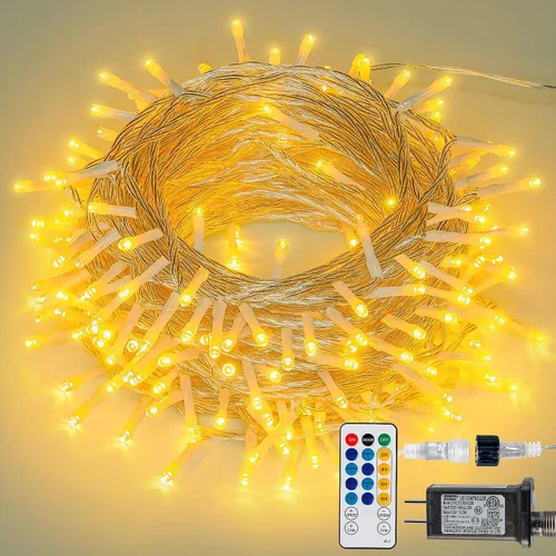 Miniatura 19 de Cadena de 200 luces LED de 98 pies, impermeables con 8 modos con memoria, fuente de alimentación certificada por UL de 30 V para el hogar, jardín