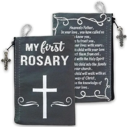 Miniatura 35 de Bolsa de rosario católico, estuche de rosario de bautismo para niños con números 6:24-26, versículo de la Biblia, 4 x 6 pulgadas, joyería y monedero