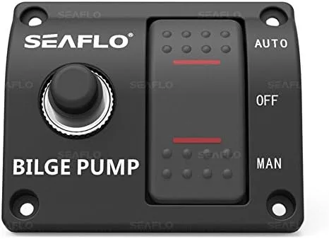 SEAFLO Panel de interruptor de bomba de achique de 3 vías (apagado automático) 12 V 24 V con interruptor de circuito integrado de 15 A