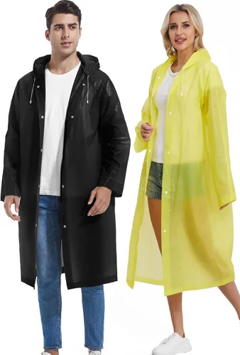 Miniatura 134 de 2 abrigos de lluvia de Borogo para adultos, chaquetas de lluvia reutilizables para hombres y mujeres
