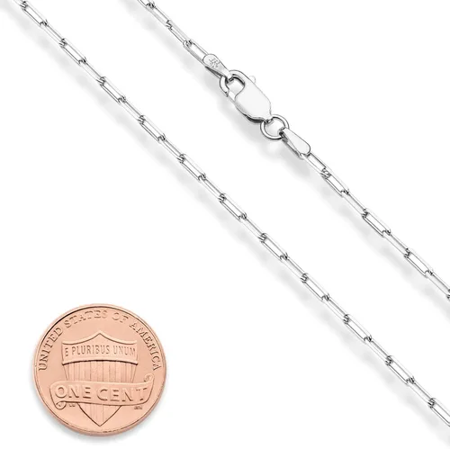 Miniatura 2 de Miabella Solid 925 Sterling Silver Italian 2mm Paperclip Link Chain Necklace for Women, Made in Italy