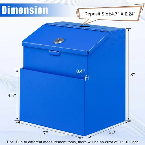 Miniatura 2 de KYODOLED Caja de Sugerencias con Cerradura, Caja de Donación y Votación de Metal Montada en Pared con Ranura y 2 Llaves, 50 Tarjetas de Sugerencia