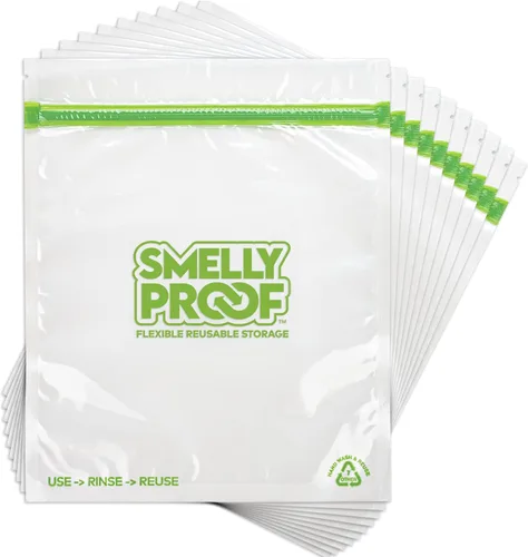 Smelly Proof Bolsas reutilizables para almacenamiento de alimentos diseñadas y MFG, fabricadas en Estados Unidos, aptas para lavavajillas, fáciles