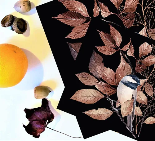 Miniatura 4 de Servilletas de pájaros de otoño de 13 x 13 pulgadas, servilletas de invierno negras, diseño de animales de Navidad, decoración para decoupage