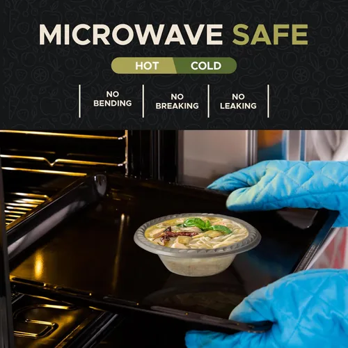 Miniatura 3 de Cuencos de plástico desechables transparentes [Paquete de 40 5 onzas] – aptos para microondas, cuencos resistentes con borde