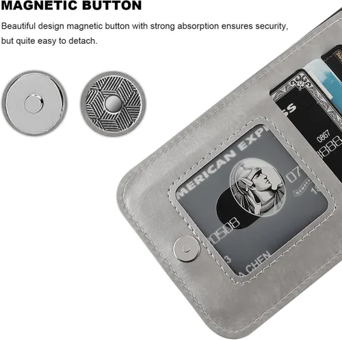 Miniatura 7 de KIHUWEY Compatible con iPhone 15 Pro Max Funda Cartera con Soporte para Tarjeta de Crédito, Cuero Premium con Tapa, Cierre Magnético, Función Atril