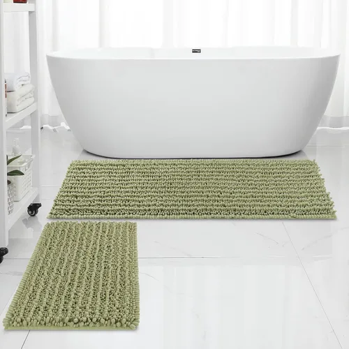 Miniatura 24 de FLOLEOPA Alfombras de Baño de Chenille de Lujo Color Beige Juego de Tapetes de Baño, Extra Suaves y Absorbentes Alfombras de Baño Antideslizantes