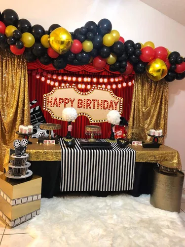 Miniatura 4 de Telón de fondo de noche de película, alfombra roja, temática de película, fondo de fiesta de cumpleaños, decoración de fotografía, accesorios