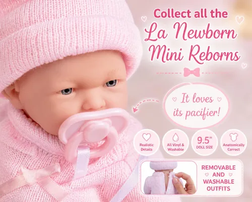 Miniatura 5 de Muñeco recién nacido La Newborn Real Girl - Rosa