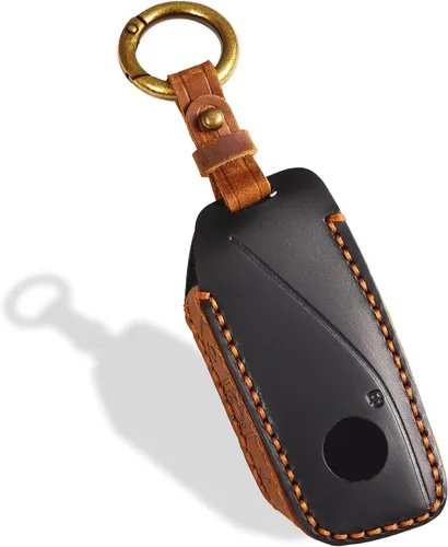 OLLEN Funda para llavero de cuero genuino sin tornillos para BMW 2023-2025 ~ en adelante, Nueva serie 5/7, 740i, 760i, X1, X2, X3, X5, X6, X7, XM,